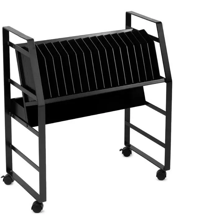 Main image of Line Leader 16-Device Mobile Charging Station | Steel Rolling Cart for Laptops, Tablets, & Chromebooks | Open Design with Dividers & UL-Certified Surge Protection | Portable Charging Stand (Black)
