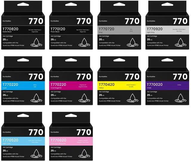 Main image of Remanufactured T770 770 Ink Cartridges P700 Ink Cartridge 10-Colors | T770020 T770120 T770220 T770320 T770420 T770520 T770620 T770720 T770820 T770920 Ink Cartridge for SureColor SC-P700