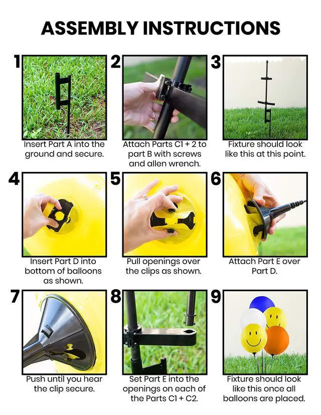 Alt view image 6 of 7 - Reusable Balloon Cluster Kit with Ground Spike and Pole, Car Dealership Advertising Balloons, 5 Multi-Color Balloons