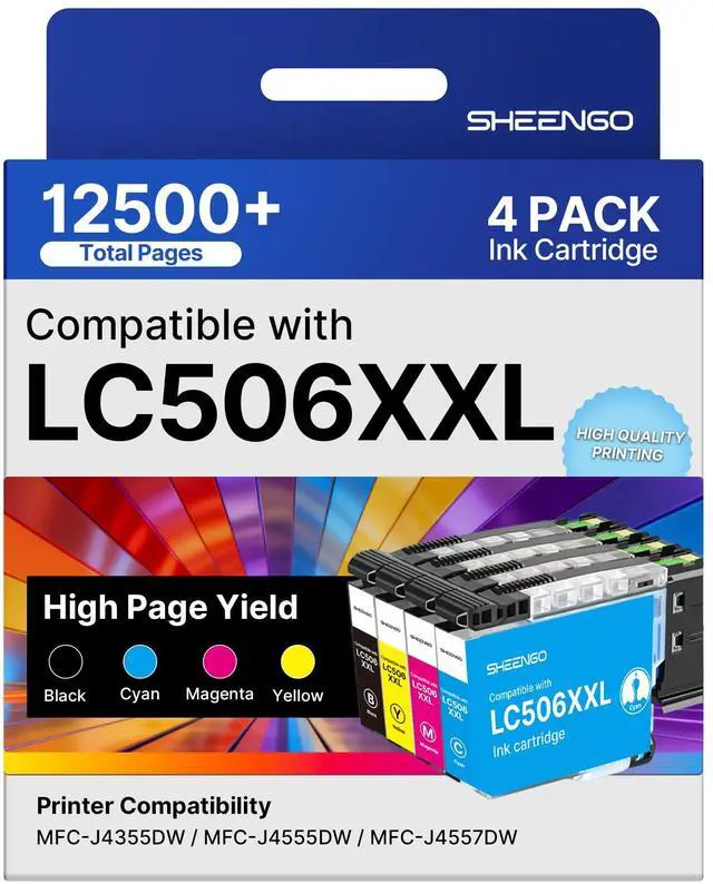 Main image of LC506XXL Super High Yield LC506 LC506XL Ink Cartridges Compatible for Brother LC506 Ink Cartridges LC506XXL LC506XL LC 506 XL for Brother MFC-J4555DW Ink Cartridges MFC-J4355DW MFC-J4557DW, 4 Pack