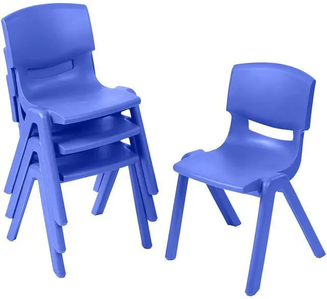Main image of 14in Plastic School Stack Chair, Classroom Furniture, Blue, 4-Pack