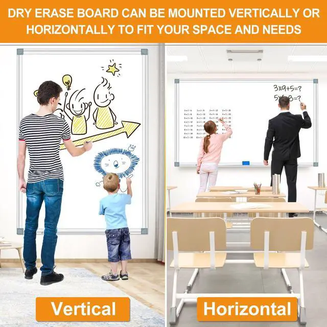 Alt view image 6 of 7 - Large White Board Dry Erase Board for Wall 72"X40" Magnetic Whiteboard with Long Pen Tray, Presentation Dry Erase Boards for Office, Classroom, School, Home