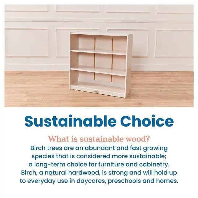 Alt view image 7 of 7 - Classic Wooden Bookcase with Adjustable Shelves, 36in, Classroom Bookshelf, White Wash
