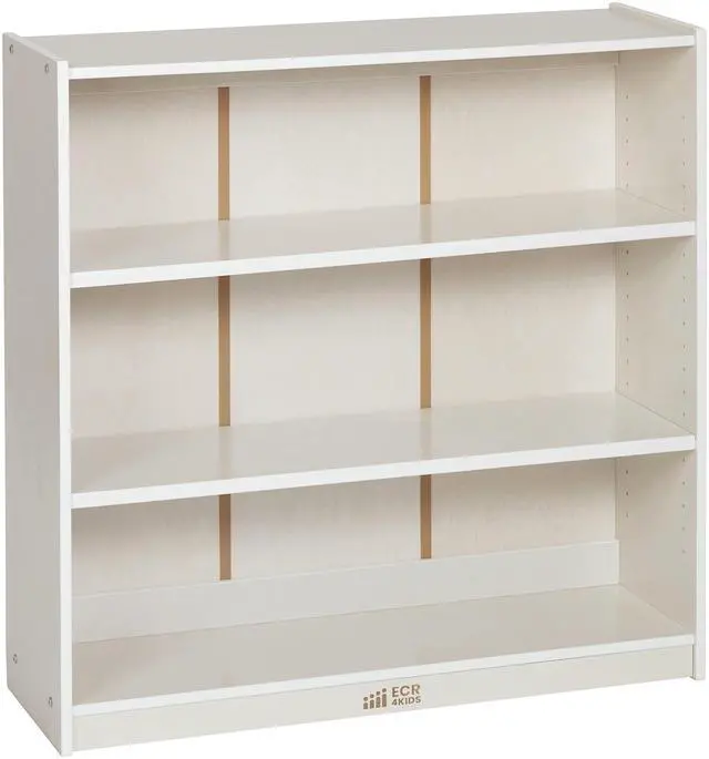 Main image of Classic Wooden Bookcase with Adjustable Shelves, 36in, Classroom Bookshelf, White Wash