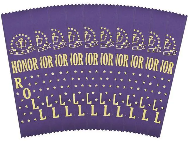 Main image of Honor Roll Award Ribbons - 1,000 Royal Purple Bookmark Style Ribbons