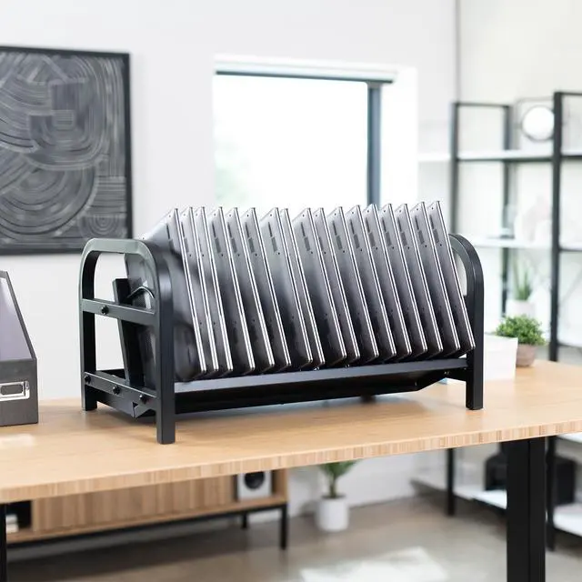 Alt view image 6 of 7 - 16-Bay Laptop and Tablet Open Charging Station, Devices up to 14 inches, Black, Stand-LAPC3
