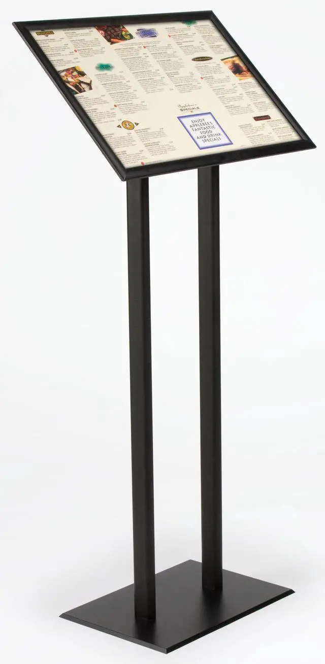 Main image of 14 x 22 Sign Stand - Snap Open Frame Black Menu Stand for Floor, Aluminum, Sign Stand for Restaurants, Bars, Events (UCMB521BLK)