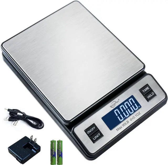 Main image of W-2809 90 LB X 0.1 OZ Durable Stainless Steel Digital Postal Scale,Shipping Scale with AC Adapter, (Pack of 10)