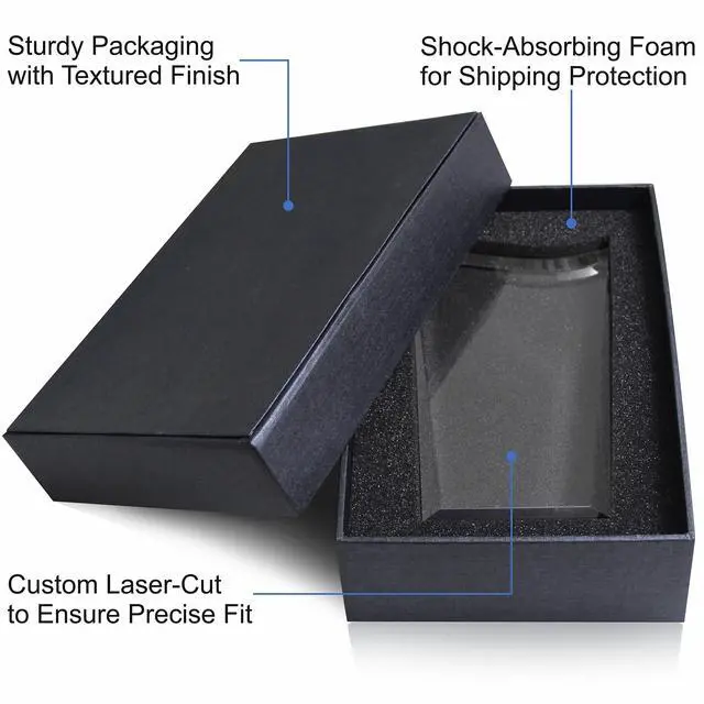 Alt view image 7 of 7 - Personalized Crystal Wave Long Service Recognition Award Plaque Custom Engraved Employee Anniversary Trophy for 5, 10, 15, 20, 30 Years of Service Optical Crystal Award (L - 8")