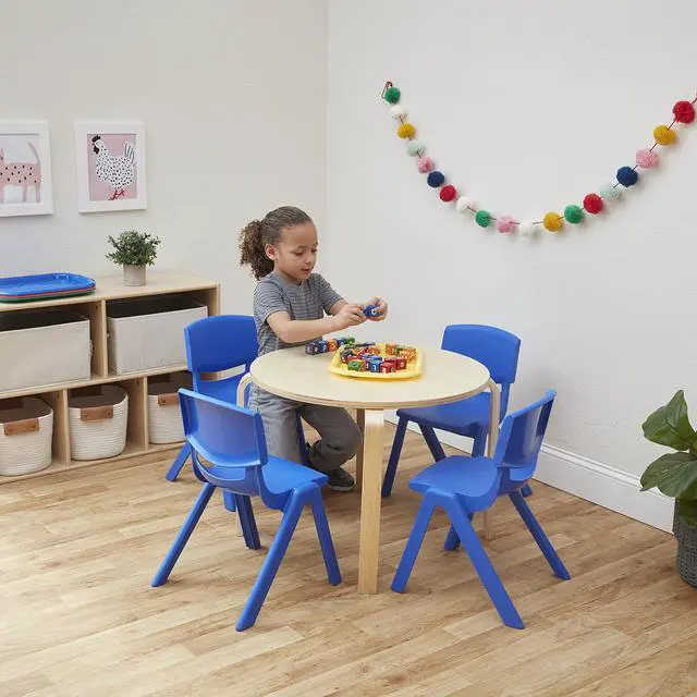 Alt view image 2 of 7 - 12in Plastic School Stack Chair, Classroom Furniture, Blue, 10-Piece