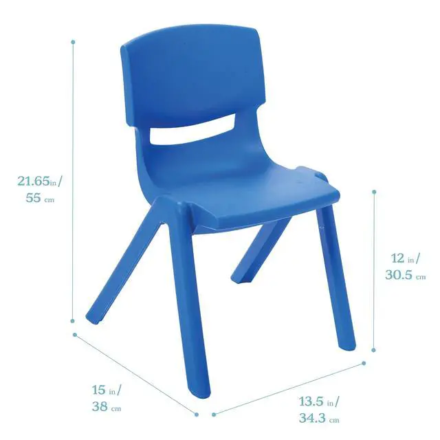 Alt view image 3 of 7 - 12in Plastic School Stack Chair, Classroom Furniture, Blue, 10-Piece