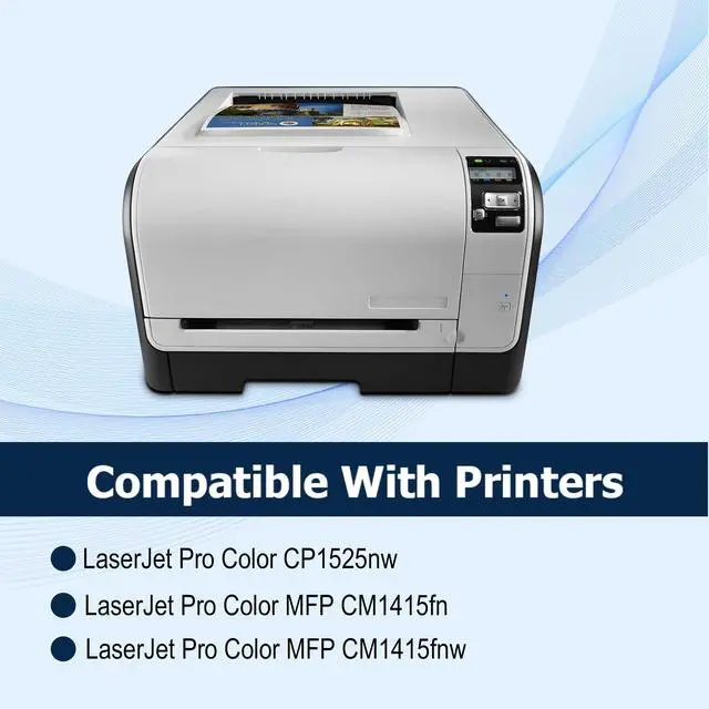 Alt view image 2 of 7 - 128A Toner Cartridge for HP 128A CP1525nw CM1415fnw CP1525n CM1415fn | Compatible for HP LaserJet Pro CP1525nw CM1415fnw CM1415fn CP1525n Printer Ink (Black,Cyan,Yellow,Magenta 4 Pack)