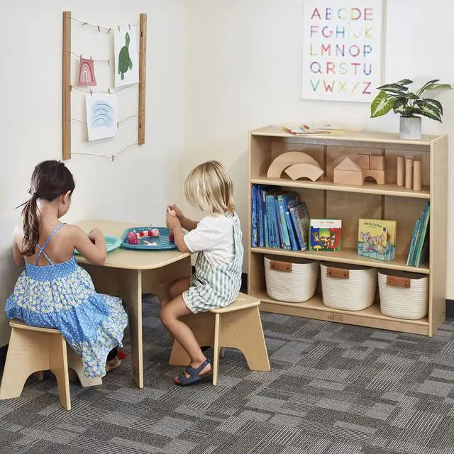 Alt view image 2 of 7 - Classic Wooden Bookcase with Adjustable Shelves, 36in, Classroom Bookshelf, Natural