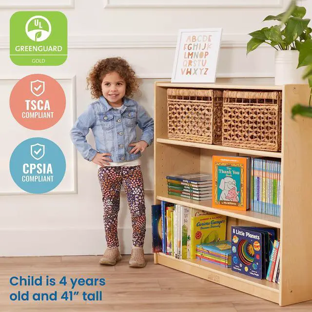 Alt view image 6 of 7 - Classic Wooden Bookcase with Adjustable Shelves, 36in, Classroom Bookshelf, Natural
