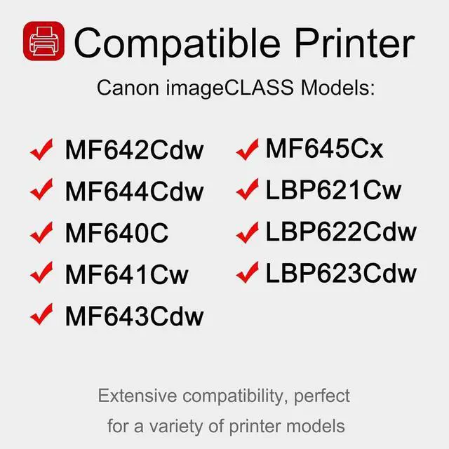 Alt view image 2 of 6 - 4 Pack 054 BK/C/M/Y Toner Cartridge: Compatible CRG054 Replacement for Canon 054 CRG-054 for Canon imageCLASS MF642Cdw MF644Cdw MF640C MF641Cw MF643Cdw MF645Cx LBP621Cw LBP623Cdw LBP622Cdw Printer