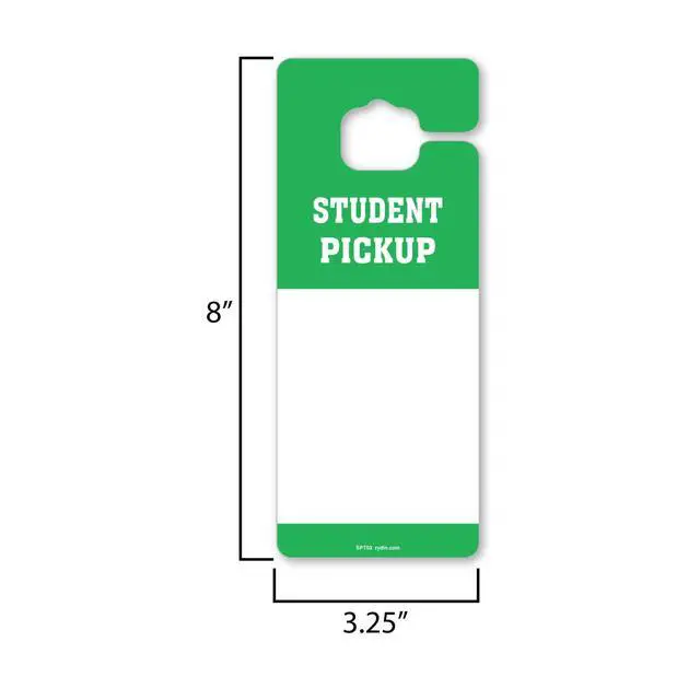 Alt view image 2 of 4 - 3.25W x 8H Student Pickup Safe Dismissal Thick Rearview Mirror Hang Tags (Pack of 50) Vehicle Hang Tags Car Hang Tags for Schools, Daycares, After School Programs and More (Green)
