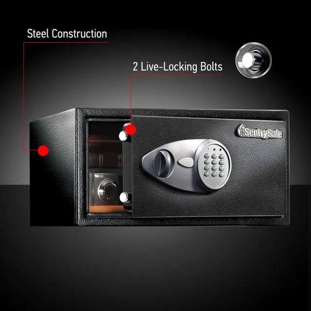 Alt view image 4 of 7 - Shelf Safe with Digital Keypad Lock, Steel Safe with Interior Lining and Bolt Down Kit for Money, Jewelry, Documents, 0.98 Cubic Feet, 8.9 x 16.9 x 13.6 Inches, X105