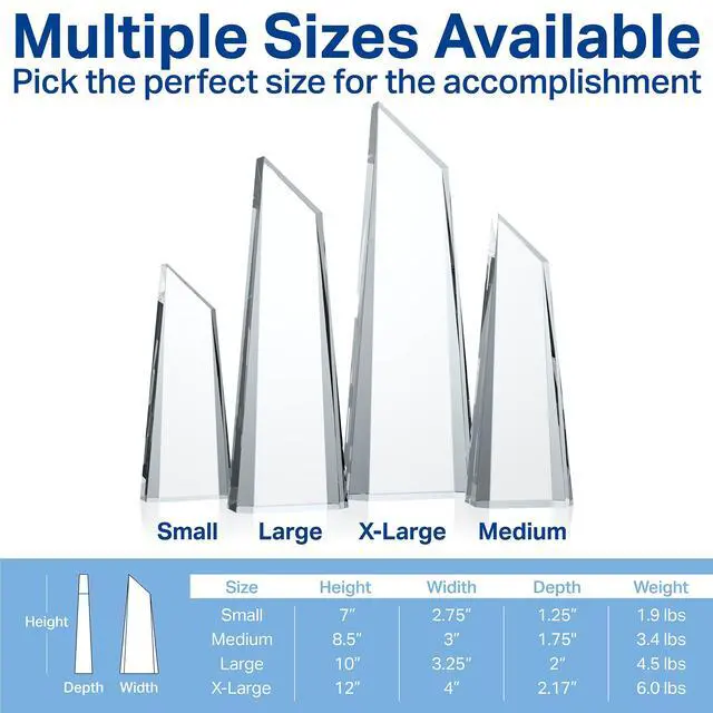 Alt view image 4 of 6 - Crystal Peak Top Sales Award Trophy Personalized Corporate Recognition Plaque with Custom Engraving for Sales Excellence, Quarterly Performance or Salesperson of the Year (M - 8.5")