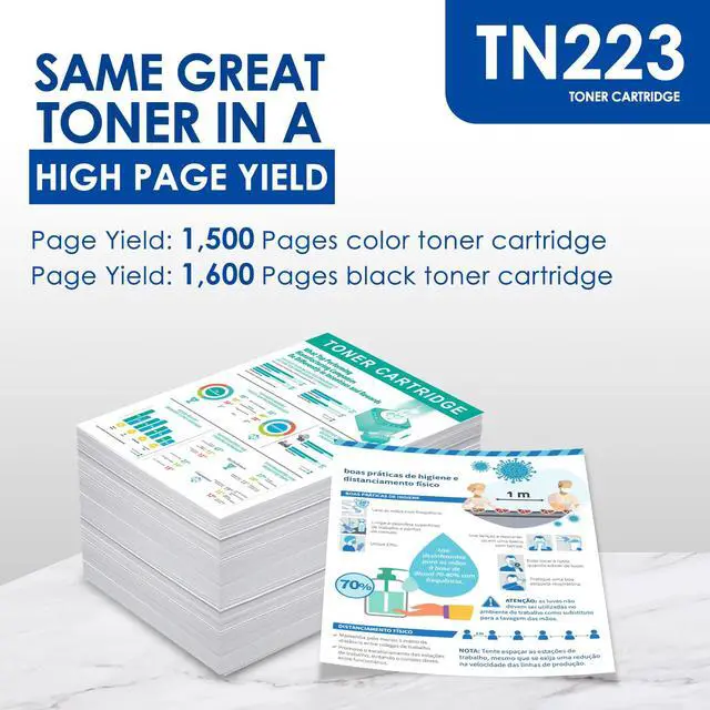 Alt view image 3 of 7 - 4 Pack TN-223 TN223 TN227 TN-227BK/C/M/Y Toner Replacement for Brother TN223BK/C/M/Y Toner Cartridge for TN223BK, TN223C, TN223M, TN223Y Toner Cartridge Set, TN2234PK
