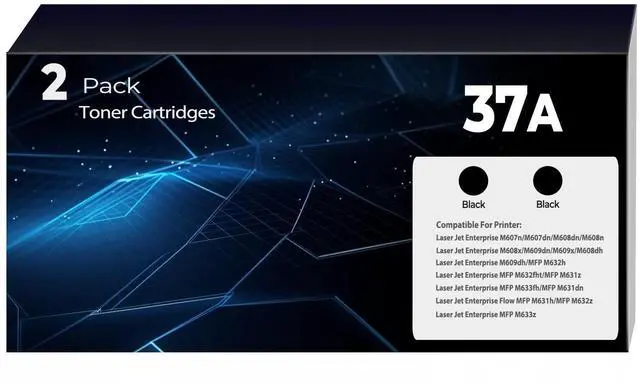 Main image of 37A Toner Cartridges Replacement Enterprise M607, M608, M609 Series for HP 37A 37X Toner (with Chip) CF237A CF237X Works for Enterprise MFP M631, M632, M633 Series Printer 2Pack(2BK)