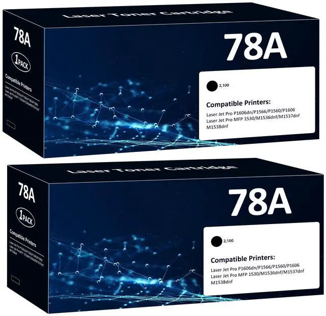 Main image of 78A Black Toner Cartridge 2-Pack Compatible for HP 78A CE278A P1606dn Toner | Work with HP LaserJet Pro P1606dn M1536dnf P1566 P1560 M1530 M1537dnf M1538dnf MFP Printers - for Home & Office Printing