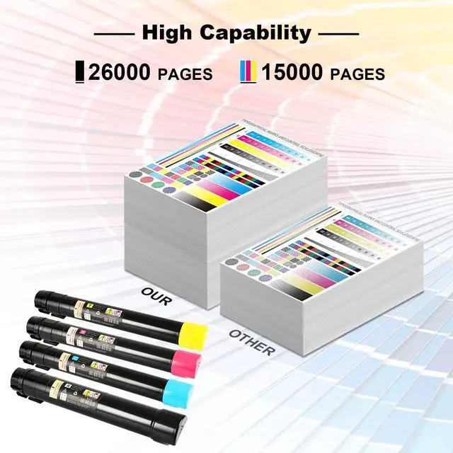 Alt view image 3 of 7 - Remanufactured Toner Cartridge for Xerox Workcentre 7525/7530/7535/7545/7556/7830/7835/7845/7855 Compatible with 006R01513 006R01516 006R01515 006R01514 Toner Set