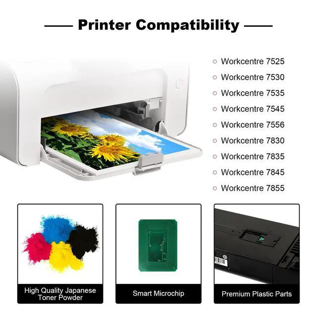 Alt view image 2 of 7 - Remanufactured Toner Cartridge for Xerox Workcentre 7525/7530/7535/7545/7556/7830/7835/7845/7855 Compatible with 006R01514 Yellow Toner 15000 Pages-1 Pack
