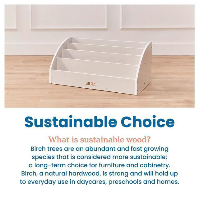 Alt view image 7 of 7 - Forward-Facing Wooden Toddler Book Display, Beginner Bookshelf, White Wash