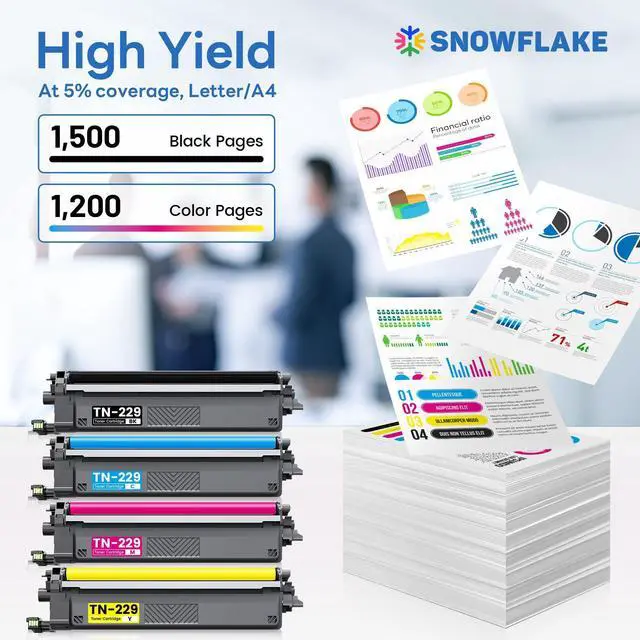 Alt view image 3 of 6 - TN229 Toner Cartridges Compatible TN2294PK 4-Pack Printer Toner Cartridges Replacement for Brother TN229 229 TN-229 MFC-L3765CDW MFC-L3780CDW MFC-L3720CDW Toner (TN2294pk)
