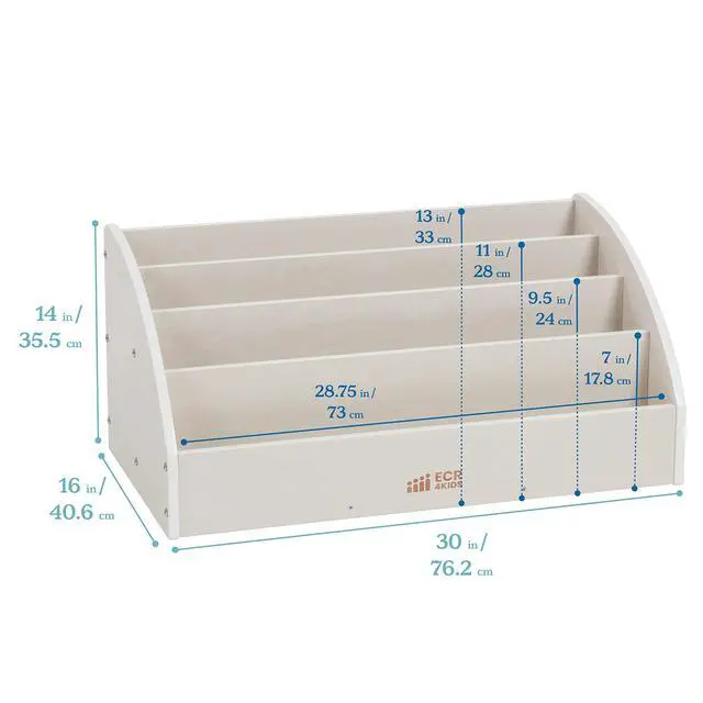 Alt view image 2 of 7 - Forward-Facing Wooden Toddler Book Display, Beginner Bookshelf, White Wash