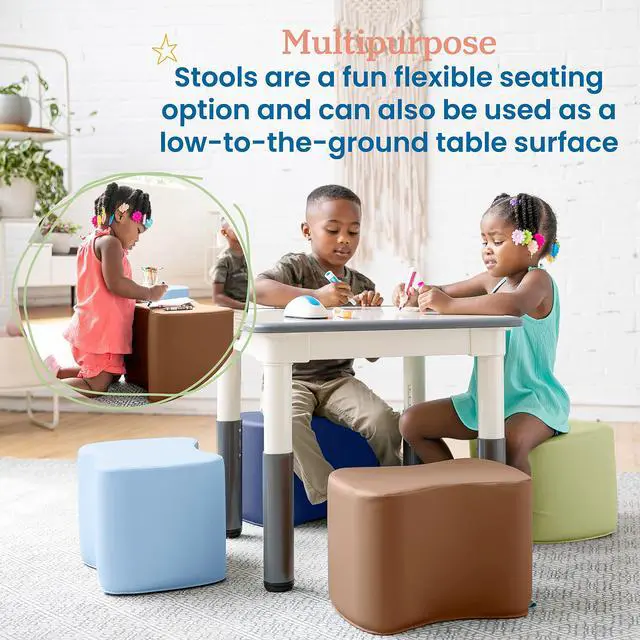 Alt view image 5 of 7 - SoftZone Toddler Modular Stool Seating Set, Classroom Furniture, Earthtone, 6-Piece