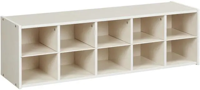 Main image of Streamline 10 Cubby Tray Storage Cabinet, 2x5, Classroom Furniture, White Wash