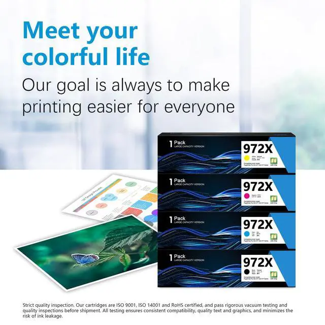 Alt view image 5 of 7 - 972X Ink Cartridges High Yield for PageWide Pro 452dn 452dw 452dwt 477dn 477dw 477dwt 552dw 577dw 577z Printer Ink Replacement for HP972X Ink Cartridge 972A 972X Black Cyan Magenta Yellow (4-Pack)