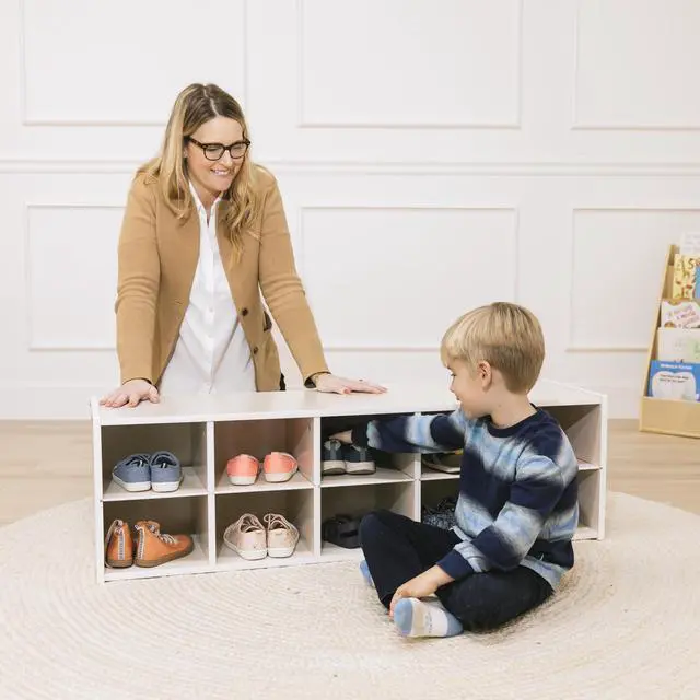 Alt view image 2 of 7 - Streamline 10 Cubby Tray Storage Cabinet, 2x5, Classroom Furniture, White Wash