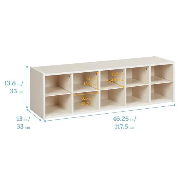 Alt view image 3 of 7 - Streamline 10 Cubby Tray Storage Cabinet, 2x5, Classroom Furniture, White Wash