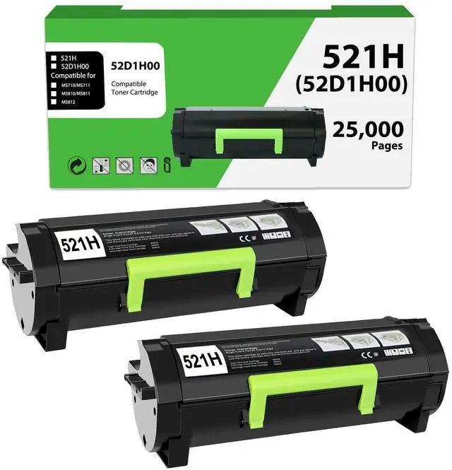 Main image of 52D1H00 521H Toner Cartridge Compatible for Lexmark MS810 Toner MS810n MS810dn MS810de MS811 MS811n MS811dn MS811dtn MS812 MS812dn MS812de MS710 MS710n MS711 MS711dn Printer High Yield 25,000 Pgs 2pk