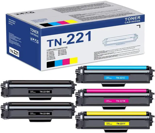 Main image of 5-Pack TN221 TN 221 Toner Cartridges Color Set Replacement for Brother MFC-9130CW MFC-9340cdw MFC-9330CDW HL-3140CW Printer (2Black, 1Cyan,1Magenta,1Yellow)