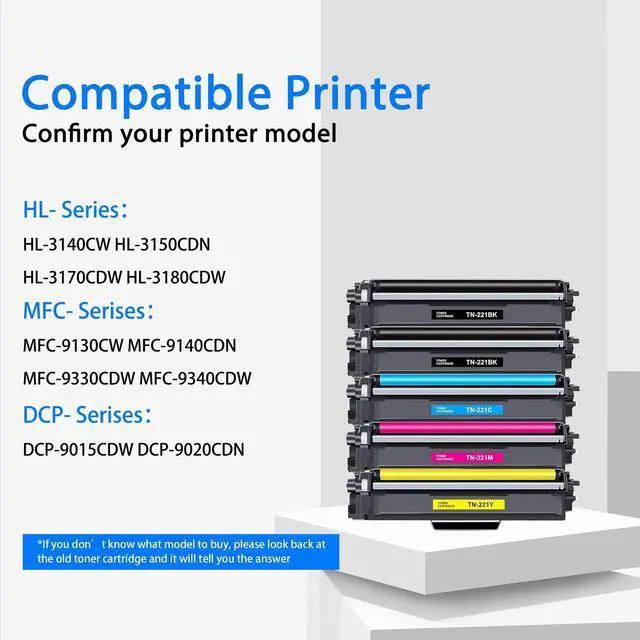 Alt view image 2 of 7 - 5-Pack TN221 TN 221 Toner Cartridges Color Set Replacement for Brother MFC-9130CW MFC-9340cdw MFC-9330CDW HL-3140CW Printer (2Black, 1Cyan,1Magenta,1Yellow)