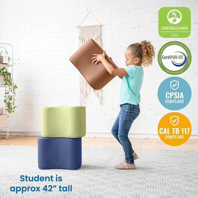 Alt view image 7 of 7 - SoftZone Toddler Modular Stool Seating Set, Classroom Furniture, Earthtone, 6-Piece