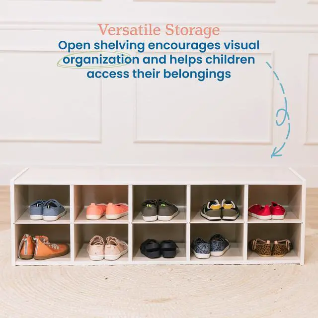 Alt view image 4 of 7 - Streamline 10 Cubby Tray Storage Cabinet, 2x5, Classroom Furniture, White Wash