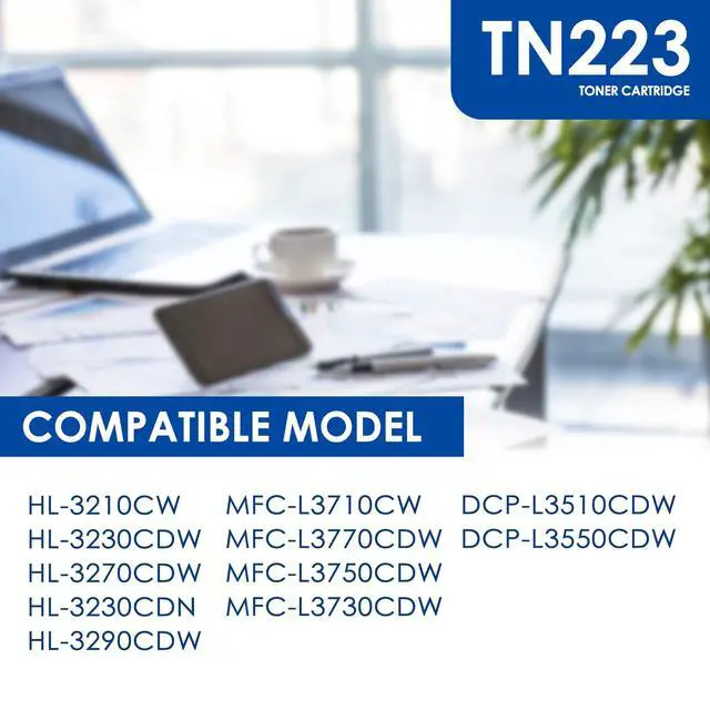 Alt view image 2 of 7 - 4 Pack TN-223 TN223 TN227 TN-227BK/C/M/Y Toner Replacement for Brother TN223BK/C/M/Y Toner Cartridge for TN223BK, TN223C, TN223M, TN223Y Toner Cartridge Set, TN2234PK