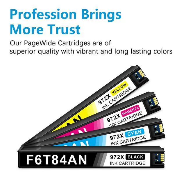 Alt view image 3 of 7 - 972X Ink Cartridges High Yield for PageWide Pro 452dn 452dw 452dwt 477dn 477dw 477dwt 552dw 577dw 577z Printer Ink Replacement for HP972X Ink Cartridge 972A 972X Black Cyan Magenta Yellow (4-Pack)