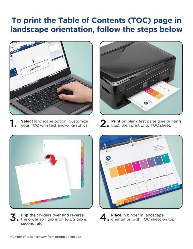 Alt view image 7 of 7 - 15 Tab Dividers for 3 Ring Binders,Customizable Table of Contents,Multicolor Tabs,6 Sets (11197),(Pack of 6)