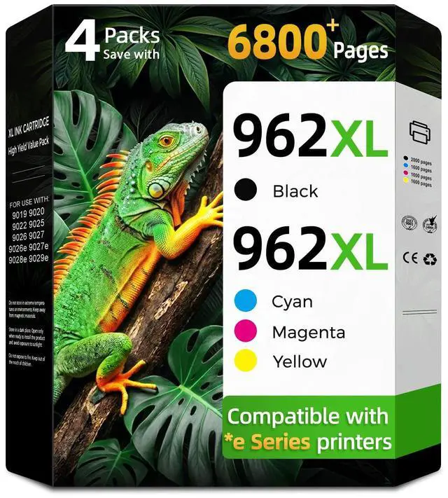 Main image of 962xl Ink Cartridges Combo Pack Replacement for HP 962 XL HP962XL Work for HP OfficeJet Pro 9015e 9010 9012 9012e 9018e 9025e 9015 9018 9025e 9025 9020 9022 Printer(Black, Cyan, Magenta, Yellow)4-Pack