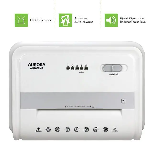 Alt view image 5 of 7 - Heavy Duty High Security 16-Sheet Micro-Cut Shredder/Anti-Jam/60 Min Run Time/ 7-Gallon Pullout Basket and Casters, AU1680MA