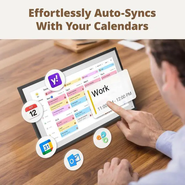 Alt view image 3 of 7 - Digital Calendar 21.5 Inch Touch Screen, Electronic Wall Calendar Chore Chart for Family Monthly/Weekly Planner, Interactive Display for Home Organization, Desk Mount Included - Black
