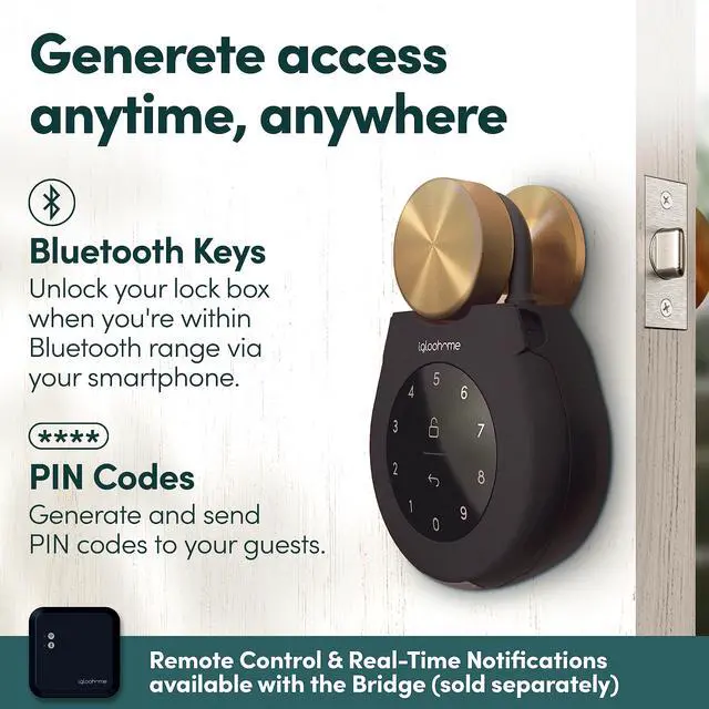 Alt view image 3 of 6 - Keybox 3 Smart Lock Box, Large Key Safe w/Airbnb Sync (iOS/Android) Remotely Generate Bluetooth-Keys & Pin Codes Without Internet