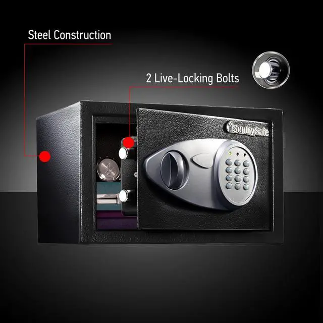 Alt view image 4 of 7 - Safe with Digital Keypad Lock, Steel Safe with Interior Lining and Bolt Down Kit for Money, Jewelry, Electronics, 0.58 Cubic Feet, 8.7 x 13.8 x 9.7 Inches, X055