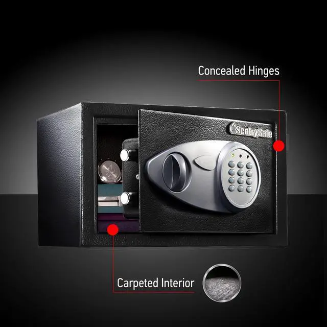 Alt view image 5 of 7 - Safe with Digital Keypad Lock, Steel Safe with Interior Lining and Bolt Down Kit for Money, Jewelry, Electronics, 0.58 Cubic Feet, 8.7 x 13.8 x 9.7 Inches, X055
