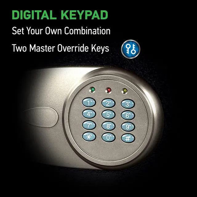 Alt view image 3 of 7 - Safe with Digital Keypad Lock, Steel Safe with Interior Lining and Bolt Down Kit for Money, Jewelry, Electronics, 0.58 Cubic Feet, 8.7 x 13.8 x 9.7 Inches, X055